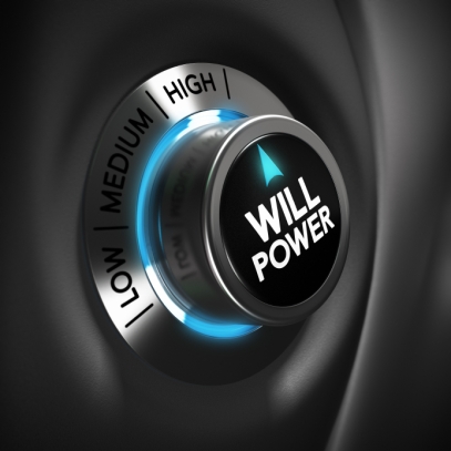 Will power selector button with blue and grey tones. Conceptual 3D render image with depth of field blur effect. Concept suitable for volition illustration uccessful business or motivation